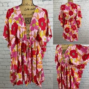 Roommates Floral Print Front Tie Kimono